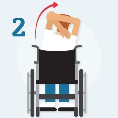 Usuario de silla de ruedas haciendo estirando brazo