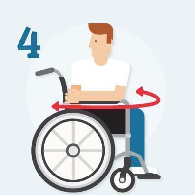 Usuario de silla de ruedas haciendo ejercicios girando